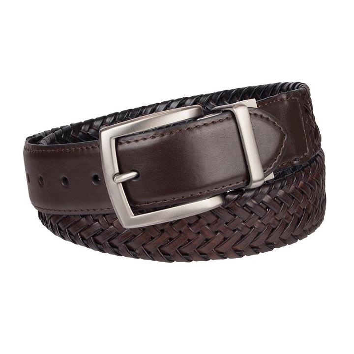 Men's Columbia Elevated Reversible Braided Belt, Size: Small, Dark Brown