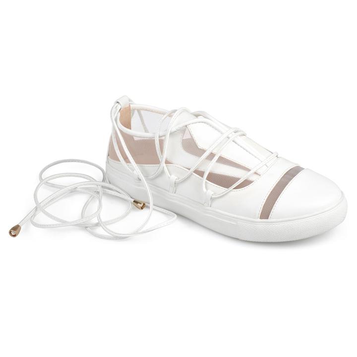 Journee Collection Harp Women's Ghillie Sneakers, Size: Medium (8.5), White