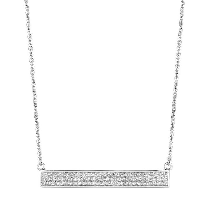 1/3 Carat T.w. Diamond Sterling Silver Bar Necklace, Women's, Size: 18, White