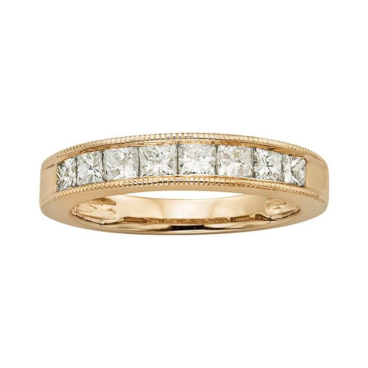 14k Gold 1-ct. T.w. Igl Certified Princess-cut Diamond Wedding Ring, Women's, Size: 9, White