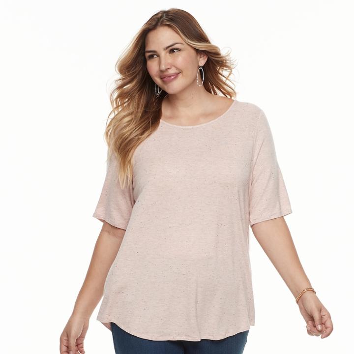 Plus Size Apt. 9&reg; Essential Scoopneck Tee, Women's, Size: 3xl, Light Pink