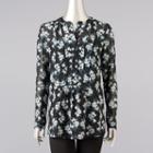 Women's Simply Vera Vera Wang Print Pintuck Blouse, Size: Medium, Dark Grey