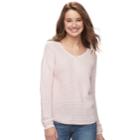 Juniors' So&reg; Textured V-neck Sweater, Teens, Size: Small, Light Pink