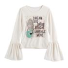 Girls 7-16 American Girl Flare Bell Sleeve Glitter Graphic Tee, Size: Small, Natural