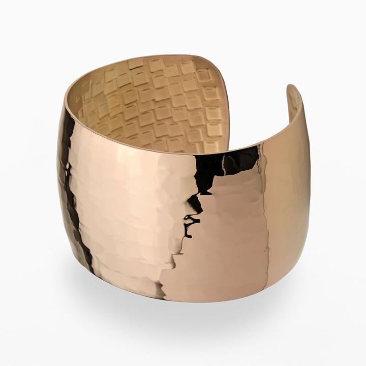Stainless Steel Brown Ion Hammered Cuff Bracelet, Women's