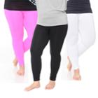 Plus Size White Mark 3-pack Solid Leggings, Women's, Black White Pink