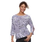 Women's Croft & Barrow&reg; Cold-shoulder Boatneck Top, Size: Large, Brt Purple