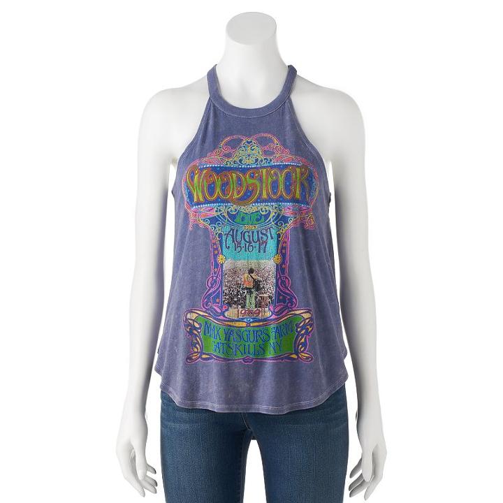 Juniors' Woodstock Graphic Halter Top, Girl's, Size: Small, Oxford