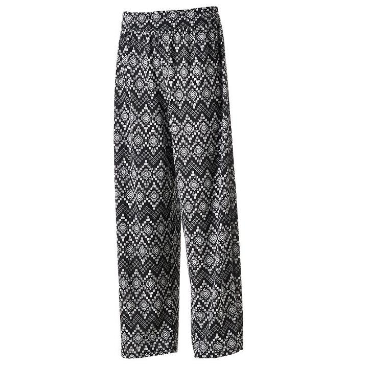 Women's Dana Buchman Printed Palazzo Pants, Size: Small, Black