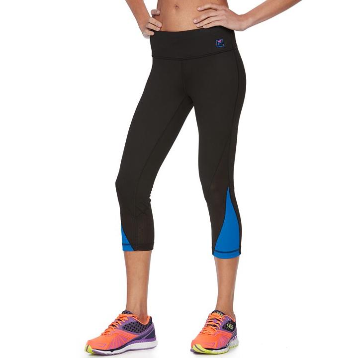 Women's Fila Sport&reg; Mesh Printed Yoga Capris, Size: Medium, Blue
