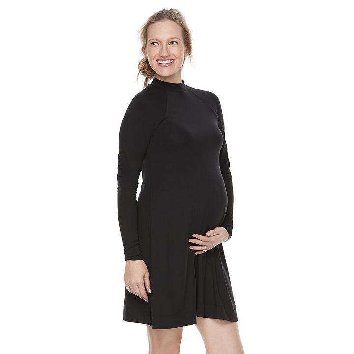 Maternity A:glow Mockneck Swing Dress, Women's, Size: S-mat, Black