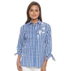 Women's Croft & Barrow&reg; Embroidered Print Shirt, Size: Large, Blue Other