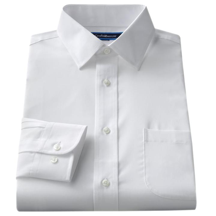 Men's Croft & Barrow&reg; Fitted Solid Easy Care Spread-collar Dress Shirt, Size: 17-32/33, White