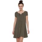 Juniors' So&reg; Lace-up Swing Dress, Teens, Size: Medium, Dark Green