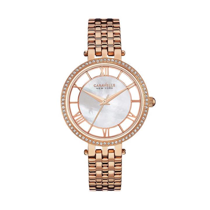 Caravelle New York By Bulova Women's Crystal Stainless Steel Watch, Pink