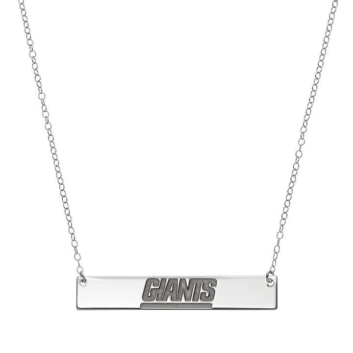 New York Giants Sterling Silver Bar Link Necklace, Women's, Size: 18, Grey