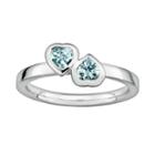Stacks And Stones Sterling Silver Aquamarine Heart Stack Ring, Women's, Size: 8, Blue