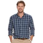Big & Tall Sonoma Goods For Life&trade; Slim-fit Checked Stretch Poplin Button-down Shirt, Men's, Size: Xl Tall, Blue