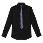Boys 8-20 Van Heusen Solid Shirt & Striped Tie Set, Boy's, Size: 8, Black