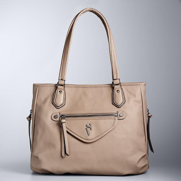 Simply Vera Vera Wang Sussex Side Zipper Tote, Women's, Lt Brown