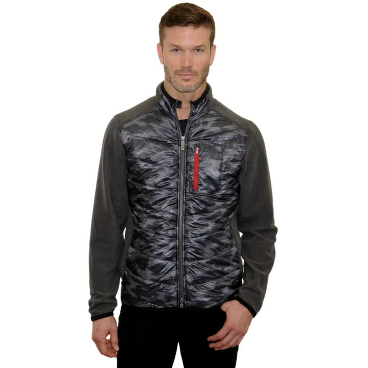 Men's Mountain And Isles Camo Mixed Media Hybrid Fleece Jacket, Size: Xl, Dark Grey