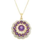 Amethyst 18k Gold Over Silver Flower Pendant Necklace, Women's, Size: 18, Purple