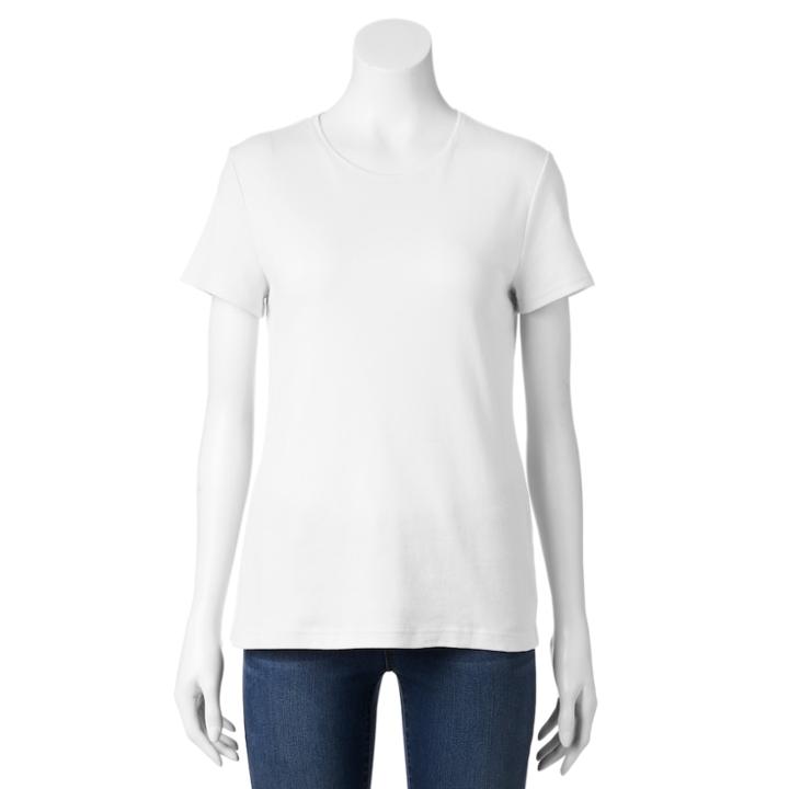 Croft & Barrow&reg; Essential Crewneck Tee - Women's, Size: Xl, White