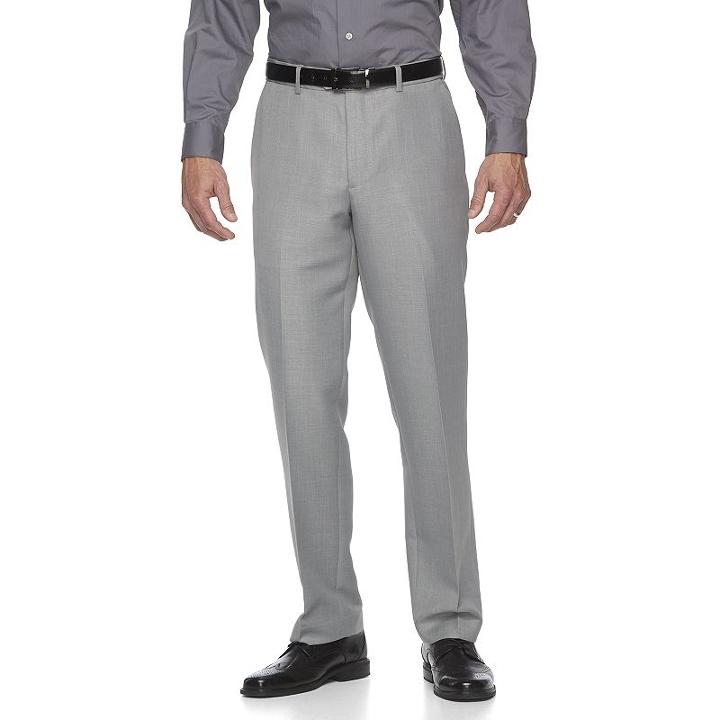 Men's Croft & Barrow&reg; Essential Classic-fit Flat-front Dress Pants, Size: 34x32, Grey