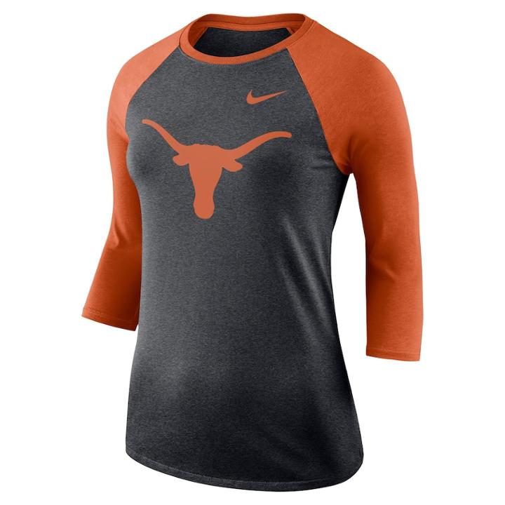 Women's Nike Texas Longhorns Baseball Tee, Size: Small, Grey
