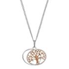 Two Tone Sterling Silver Cubic Zirconia Family Tree Pendant, Women's, Size: 18, White