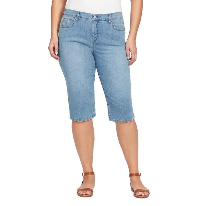 Plus Size Gloria Vanderbilt Amanda Skimmer Capris, Women's, Size: 16 W, Light Blue