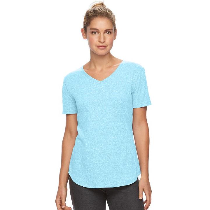 Women's Tek Gear&reg; Easy Nep V-neck Yoga Tee, Size: Xl, Turquoise/blue (turq/aqua)