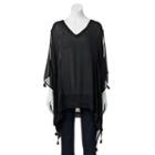 Sonoma Goods For Life&trade; Cold-shoulder Tassel Poncho, Women's, Black