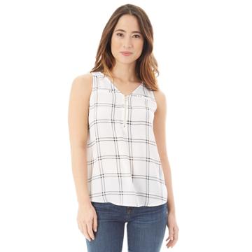 Juniors' Iz Byer Zipper Tank, Teens, Size: Xs, White Grid