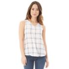 Juniors' Iz Byer Zipper Tank, Teens, Size: Xs, White Grid