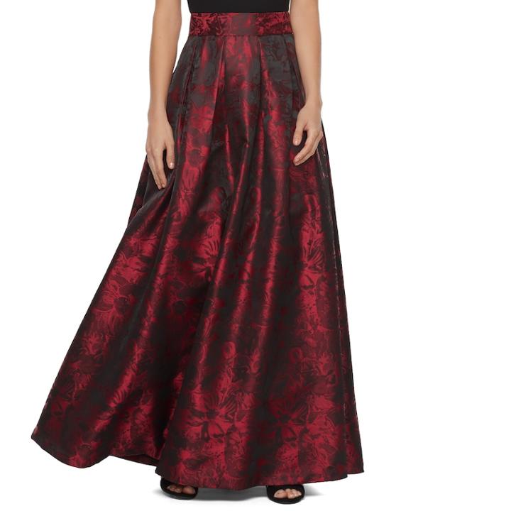 Women's Jessica Howard Pleated Metallic Ball Gown Skirt, Size: 12, Med Red