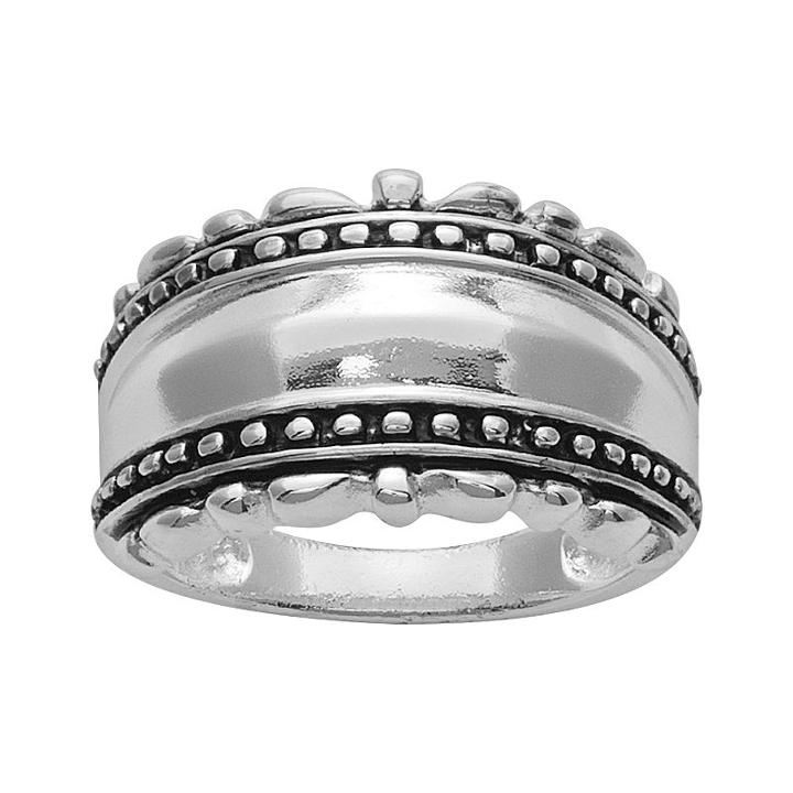Silver Plated Milgrain Band Ring, Women's, Size: 6, Grey