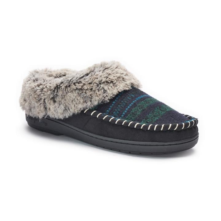 Women's Dearfoams Faux Fur Lined Jacquard Clog Slippers, Size: Large, Black