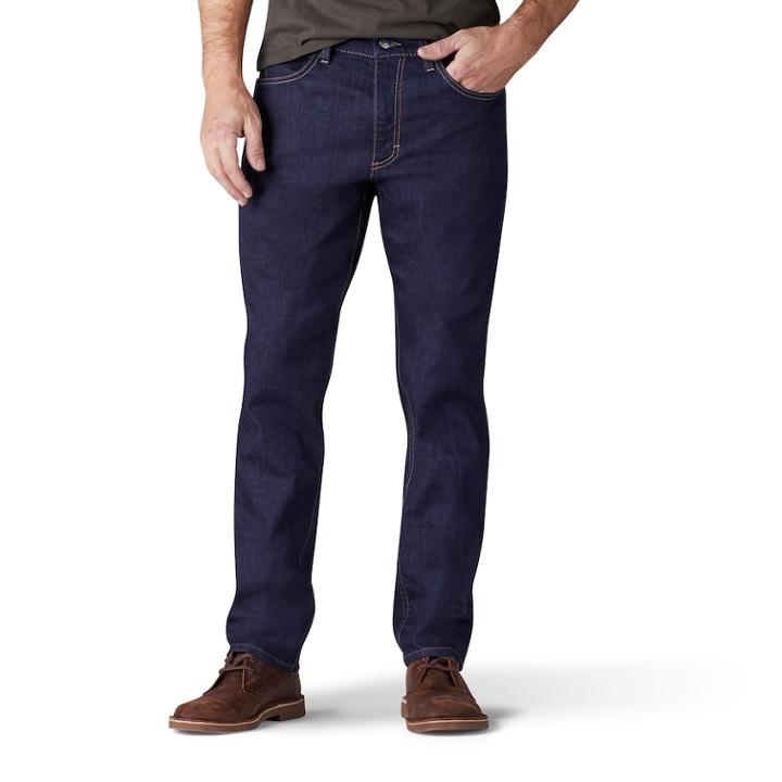 Men's Lee Regular-fit Stretch Straight-leg Jeans, Size: 36x34, Med Blue