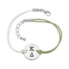 Stainless Steel Sorority Symbol Disc Cord Bracelet, Women's, Size: 7, Green