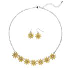 Flower Necklace & Drop Earring Set, Women's, Med Yellow