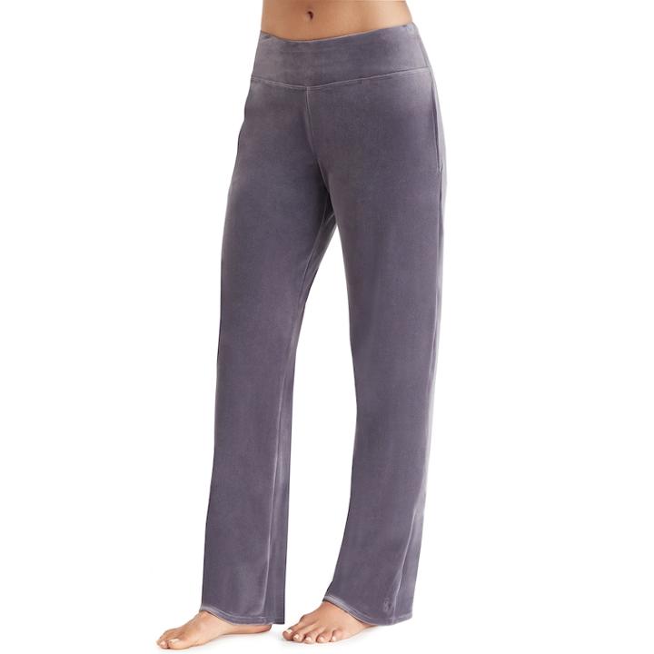 Women's Cuddl Duds Plush Velour Pants, Size: Large, Dark Grey