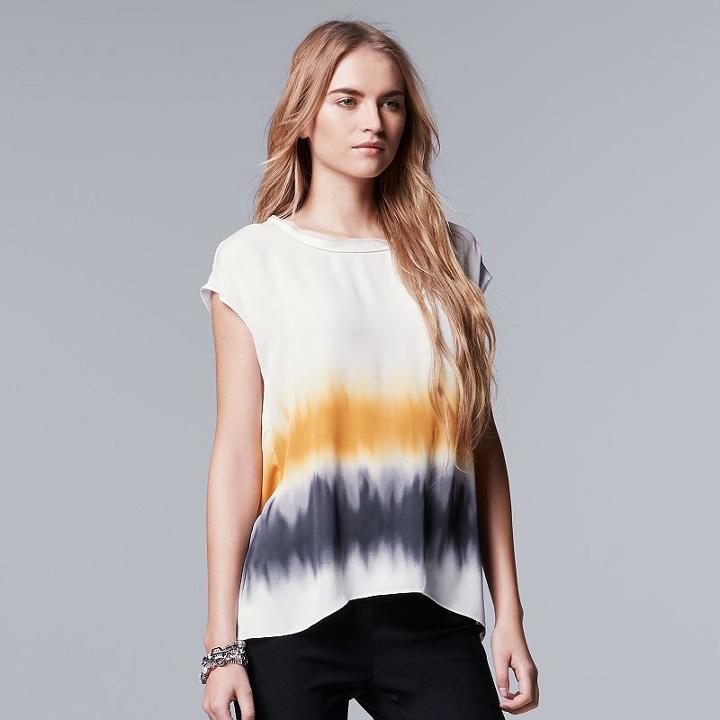 Women's Simply Vera Vera Wang Dip-dye Hem Top, Size: Medium, White Oth