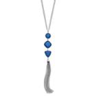 Long Blue Geometric Stone Tassel Y Necklace, Women's