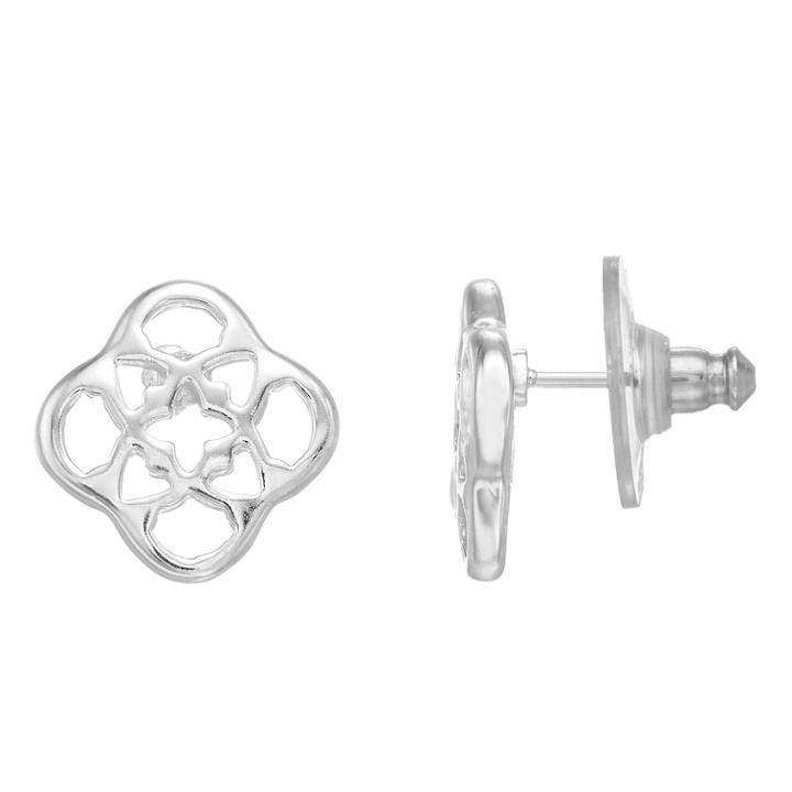 Dana Buchman Scroll Silver-tone Button Earrings, Women's, Silver