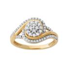 1/2 Carat T.w. Diamond 10k Gold Swirl Cluster Ring, Women's, Size: 6, White