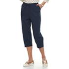 Women's Cathy Daniels Button-hem Pull-on Capris, Size: Small, Dark Blue