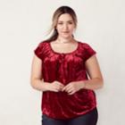 Plus Size Lc Lauren Conrad Velvet Pleated Top, Women's, Size: 3xl, Red