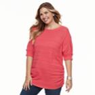 Plus Size Apt. 9&reg; Textured Stripe Top, Women's, Size: 3xl, Med Pink