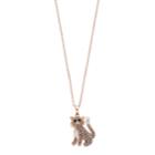 14k Rose Gold Plated Crystal Cat Pendant Necklace, Women's, Black